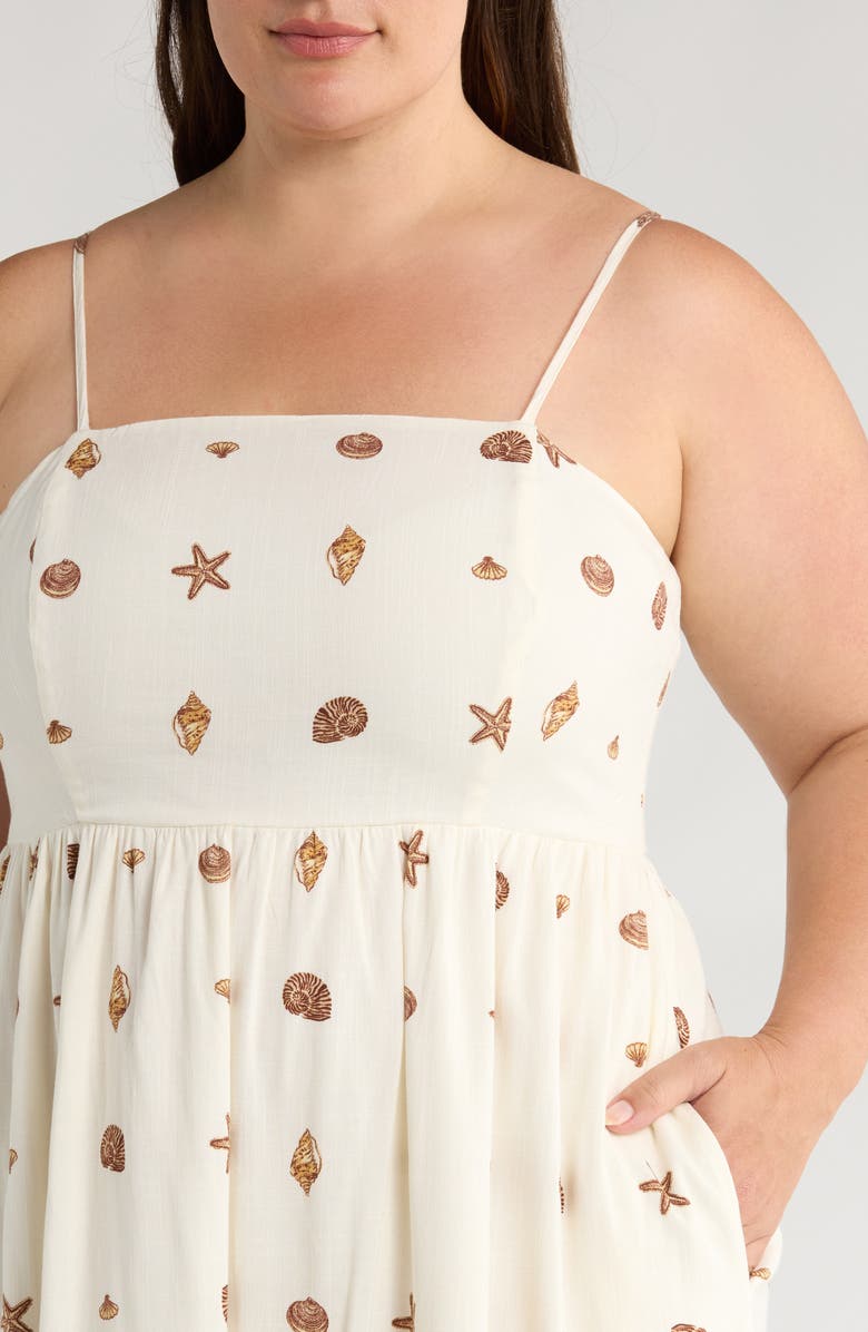 SUGARLIPS Cerise Shells Fit & Flare Sundress, Alternate, color, Ivory/ Brown