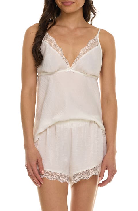 Madelyn Lace Trim Satin Short Pajamas