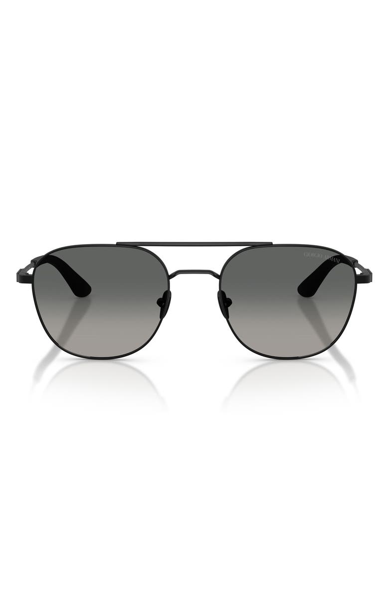 AX Armani Exchange 54mm Rectangular Sunglasses, Main, color, Matte Black / Grey Gradient