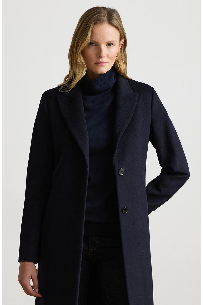 Single Breasted Wool Blend Coat, Alternate, color, REGAL NAVY