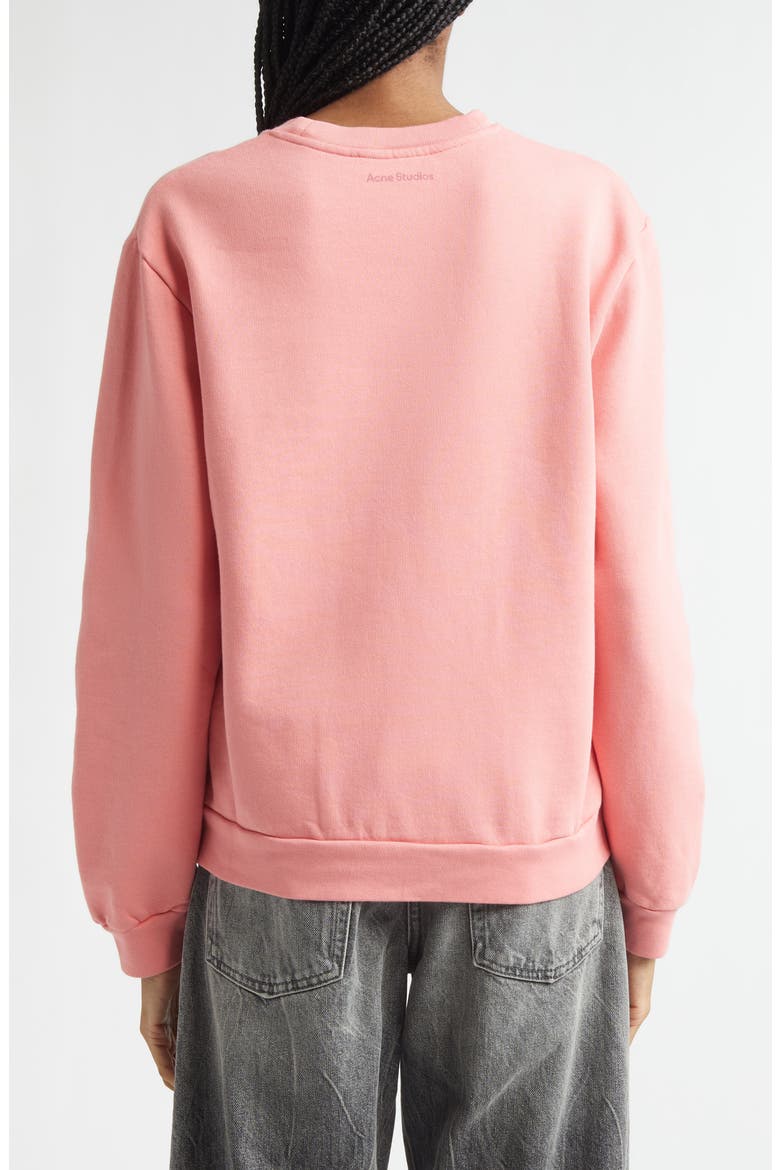 Embroidered Face Patch Fleece Sweatshirt, Alternate, color, TANGO PINK