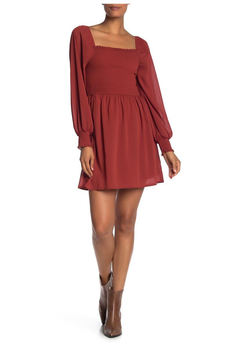 KENEDIK Smocked Square Neck Dress, Main, color,