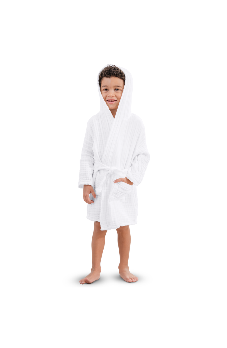 Comfy Cubs Muslin Bath Robe for Baby and Toddler, Alternate, color, White