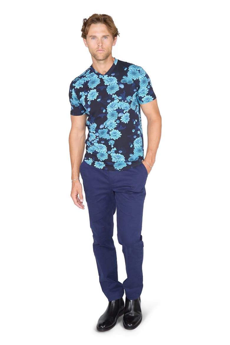 Maze V-neck Tee, Alternate, color, Serious Floral Navy