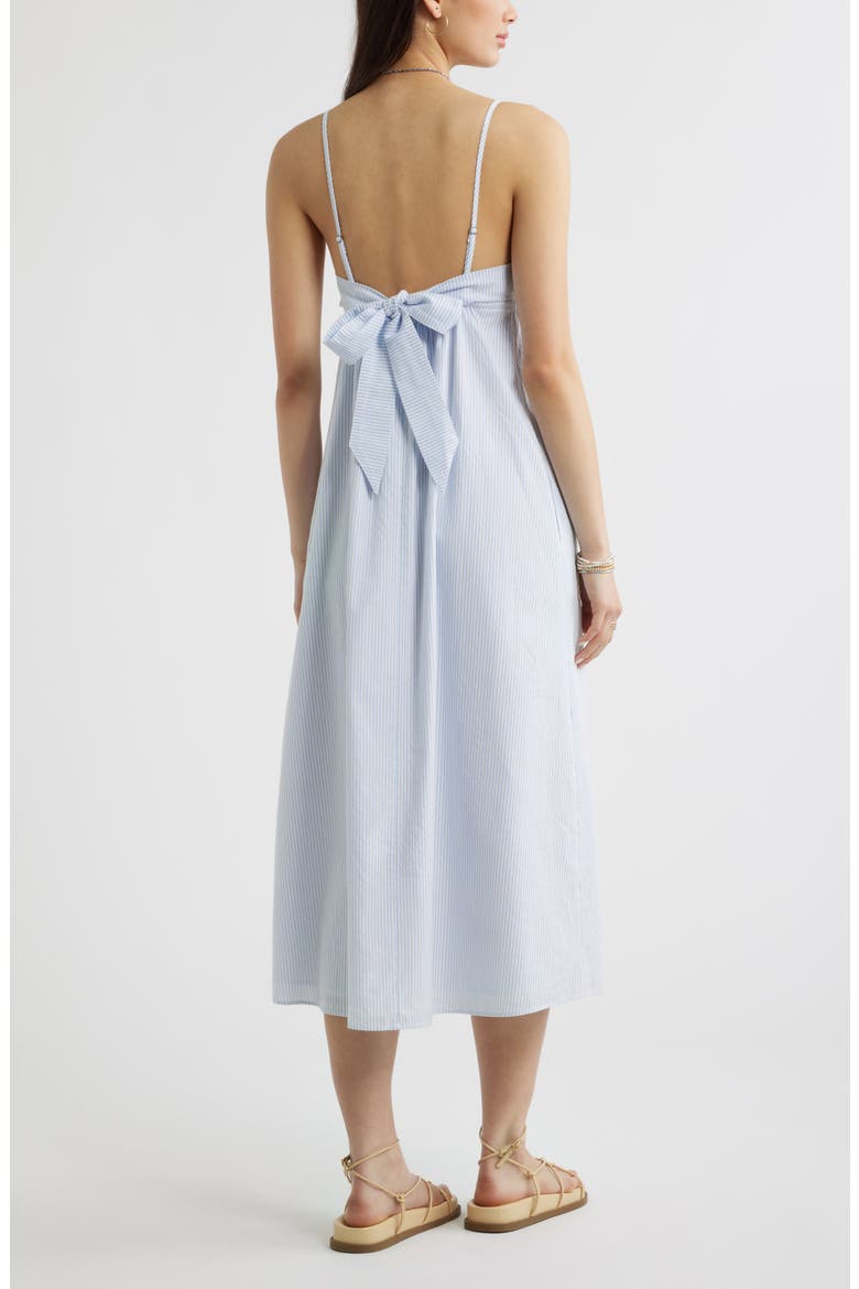 Stripe Cotton Blend Midi Dress, Alternate, color, BLUE- WHITE ORBITAL STRIPE