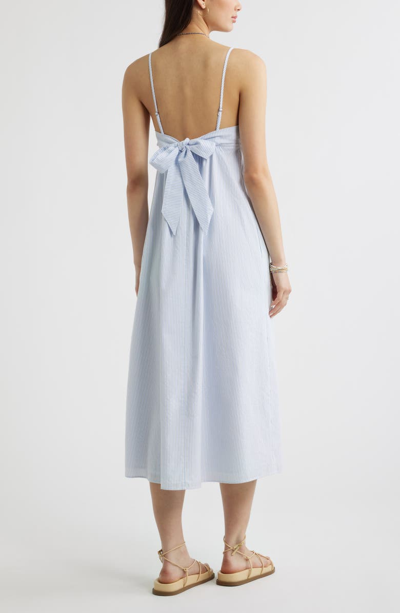 Open Edit Stripe Cotton Blend Midi Dress, Alternate, color, Blue- White Orbital Stripe