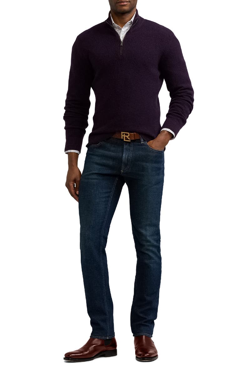 Cashmere Bird's Eye Half Zip Sweater, Alternate, color, MANOR PURPLE MULTI