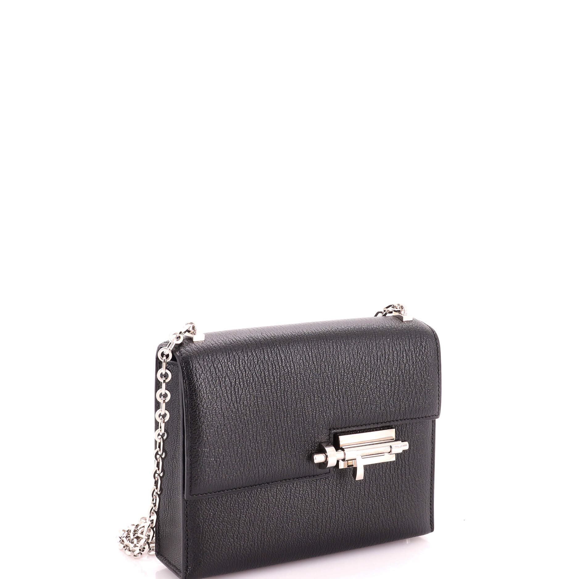 Verrou Chaine Bag Chevre Mysore Mini, Alternate, color, Black