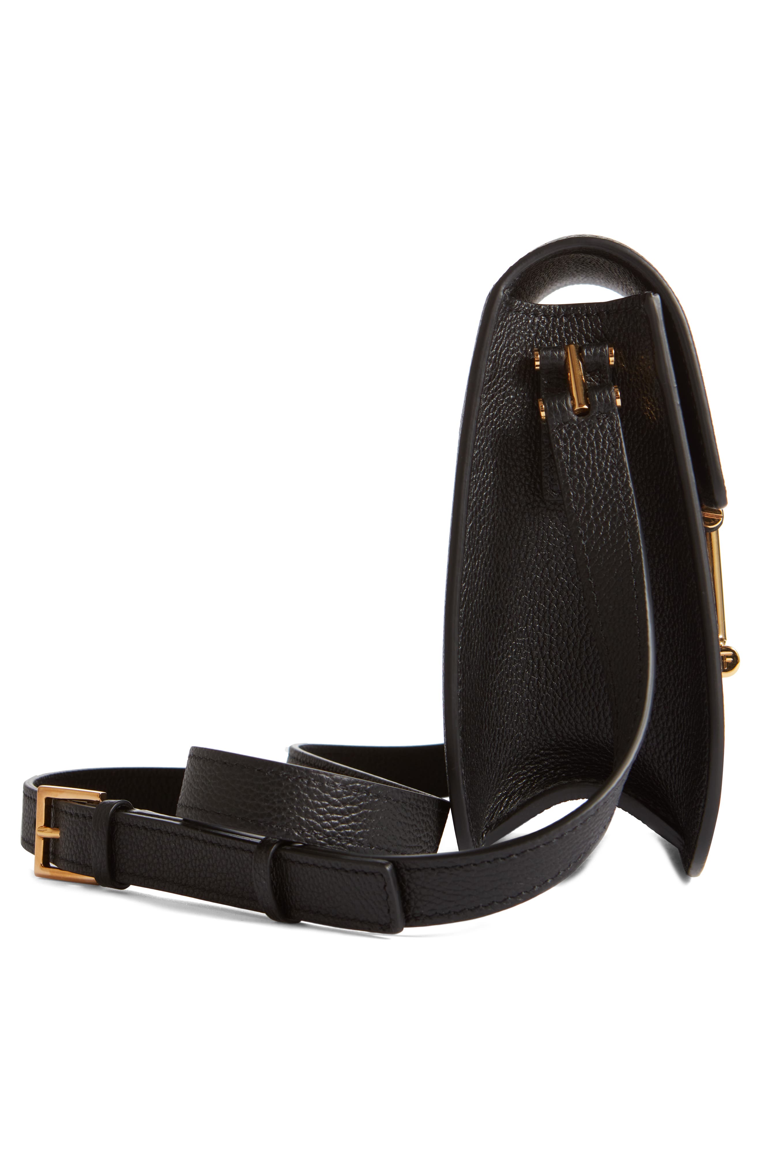 TOM FORD Mini Tara Grained Leather Crossbody Bag, Alternate, color, 1N001 Black