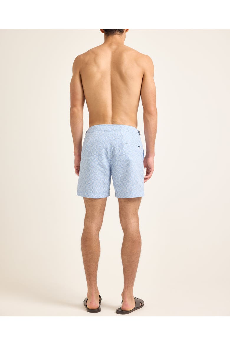 Bulldog Exclusive-Print Mid-Length Swim Shorts, Alternate, color, Wave Blue