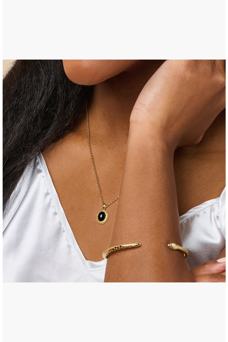 Snake Onyx Pendant Necklace, Alternate, color, Gold