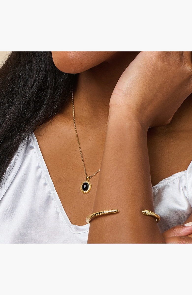Little Sky Stone Snake Onyx Pendant Necklace, Alternate, color, Gold