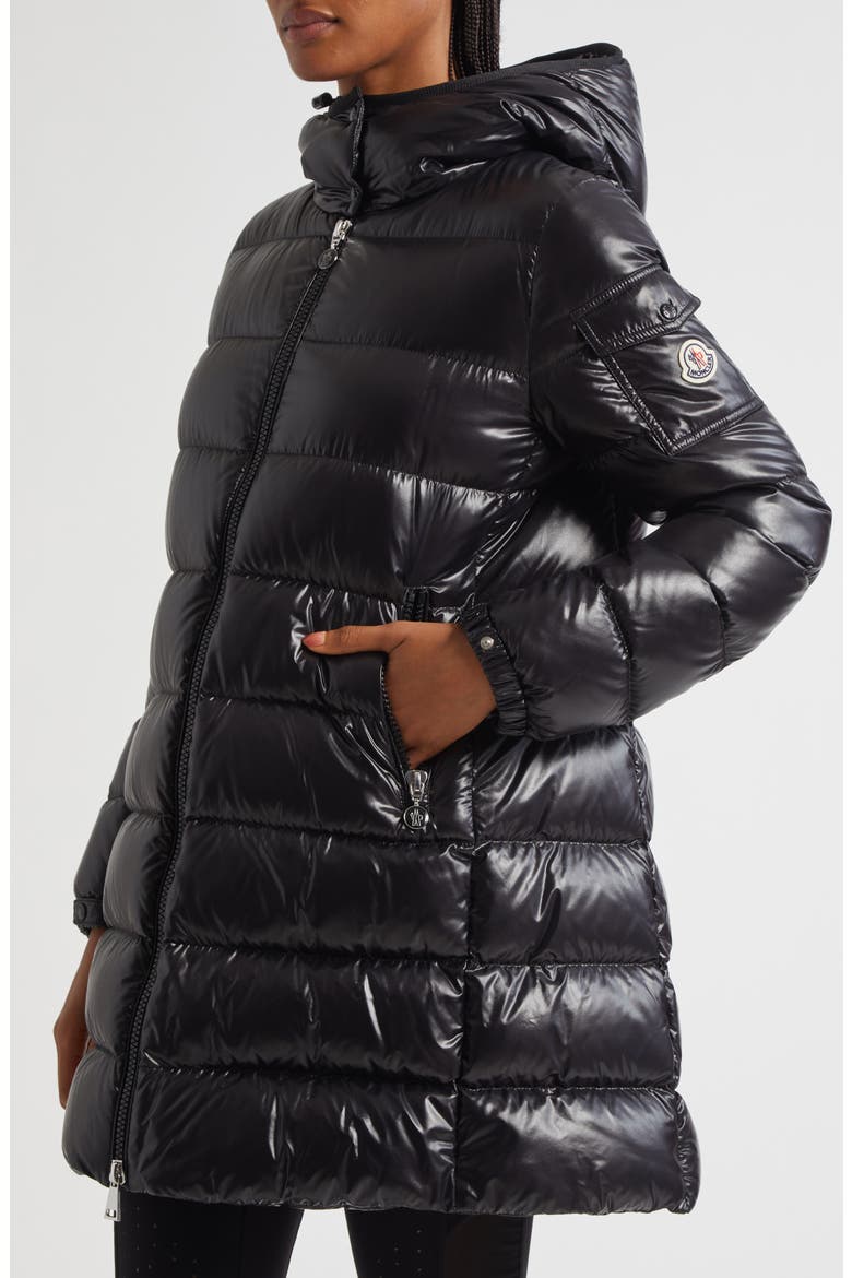 Courcelles Down Hooded Coat, Alternate, color, BLACK