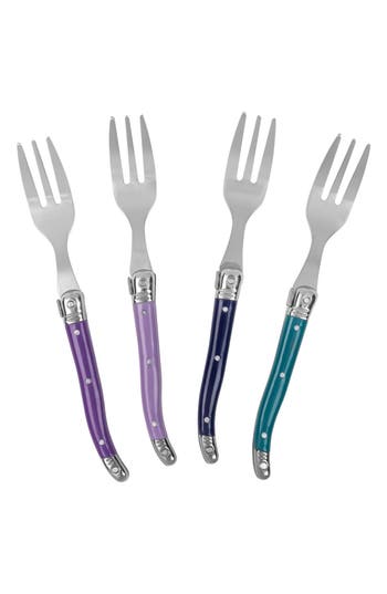 French Home Laguiole 4-piece Cake Fork Set In Purple