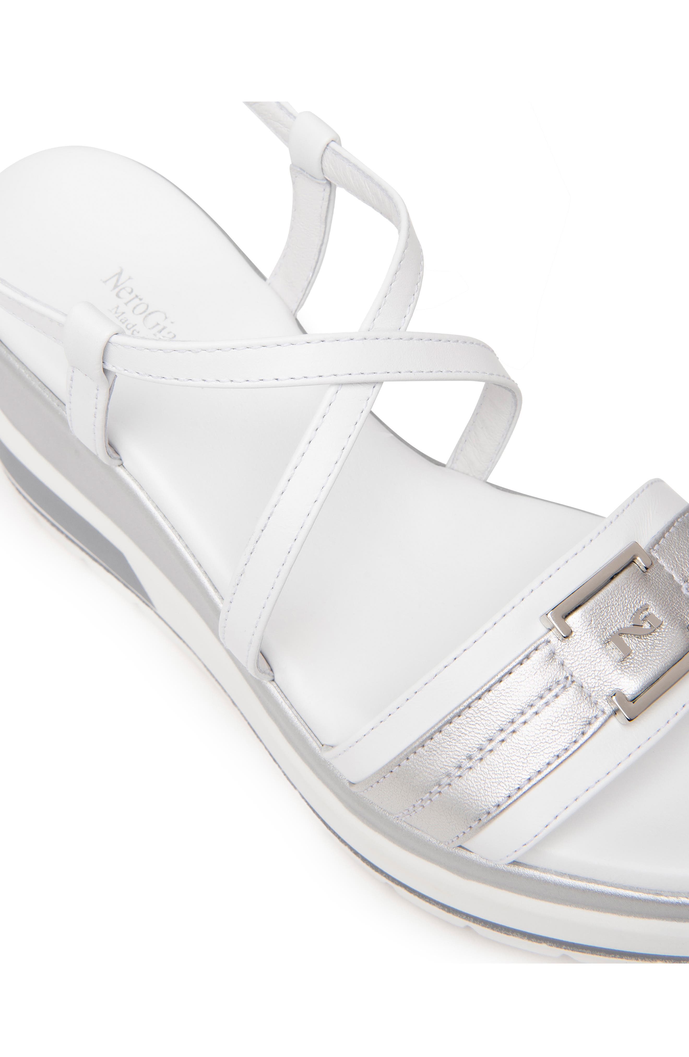 NeroGiardini Logo Plate Platform Wedge Sandal, Alternate, color, 