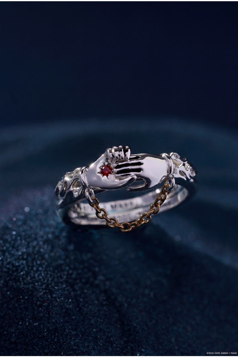 A Court of Thorns and Roses 'Keep Reaching Out Your Hand' Nesta & Cassian Ring Set of 2, Alternate, color, Silver