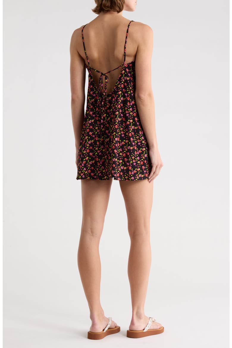 Guilia Floral Cover-Up Minidress, Alternate, color, BLACK