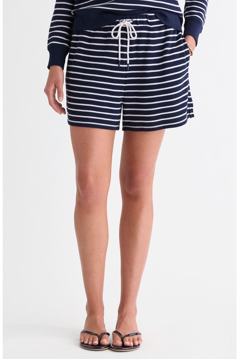 Pull-On Terry Shorts, Alternate, color, BAY STRIPE NAVY