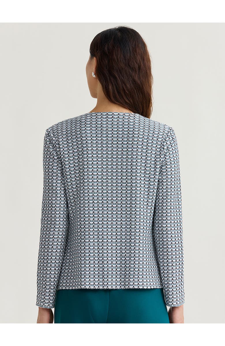 Misook Heritage Tri-Color Basketweave Knit Jacket, Alternate, color, Spruce/White/Black