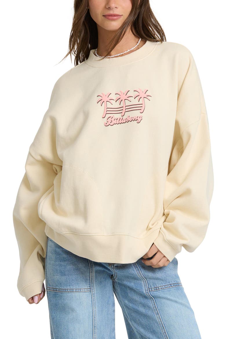 Bikini Mode Palm Sweatshirt, Main, color, WHITE CAP