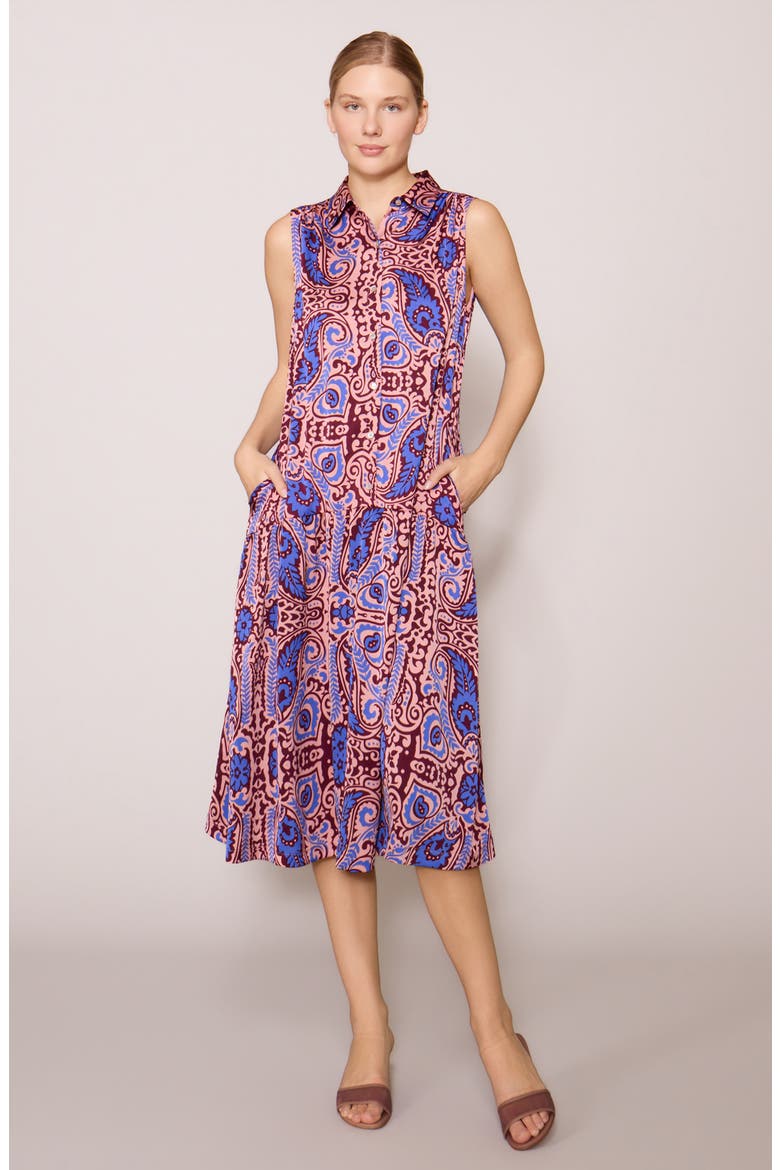 Sleeveless Shirtdress, Alternate, color, PURPLE MULTI