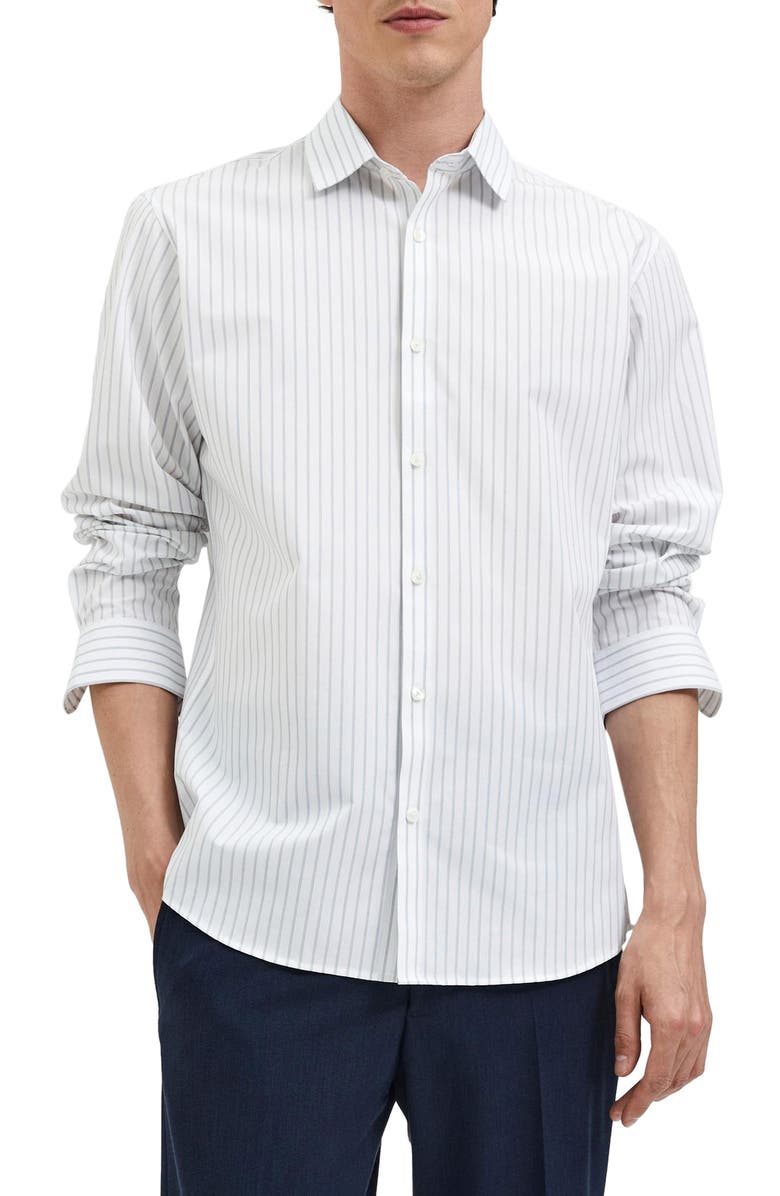 Selected Homme Stripe Stretch Organic Cotton Blend Dress Shirt, Main, color, 