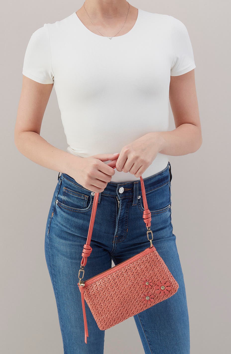 HOBO Darcy Convertible Crossbody Bag, Alternate, color, Wild Rose Woven Straw