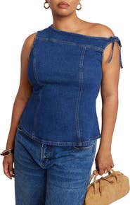 ELOQUII Asym Denim Top