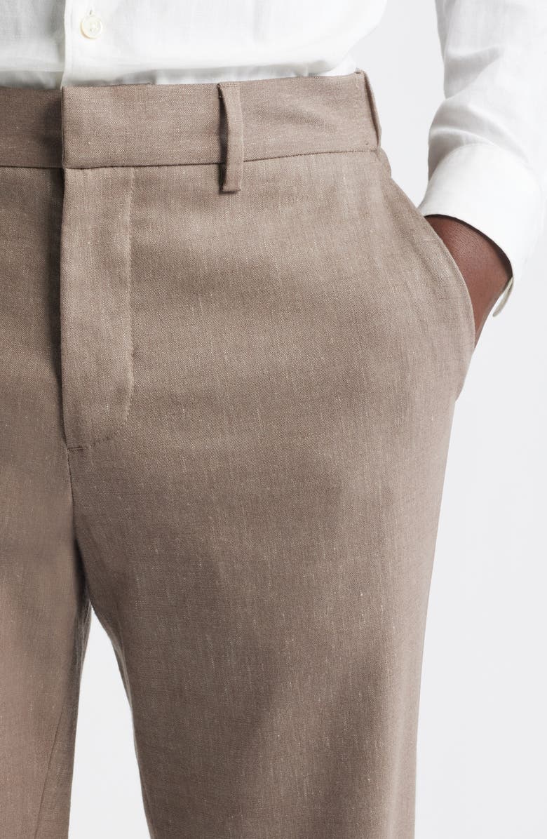 Nordstrom Linen Blend Flat Front Pants, Alternate, color, Brown Desert - Grey Fungi