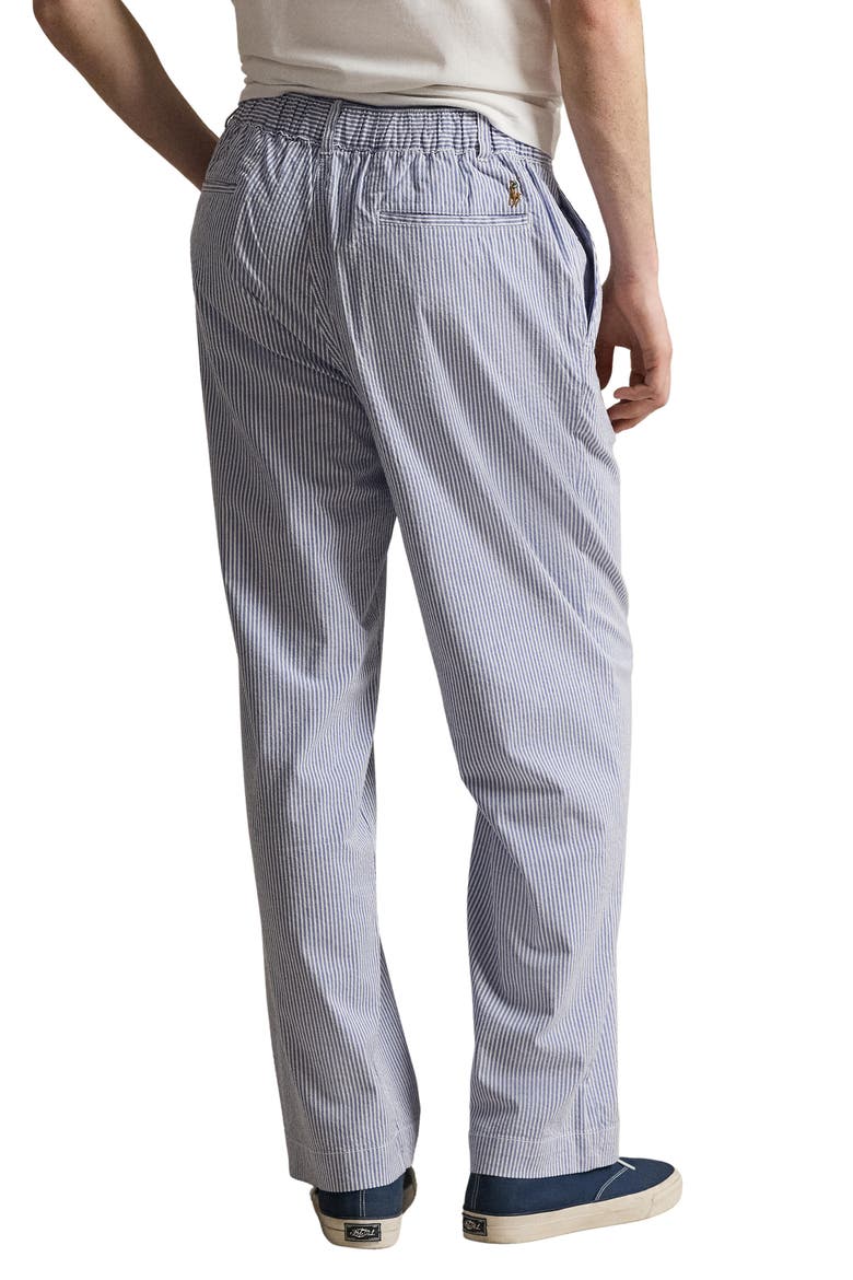 Prepster Relaxed Fit Easy Pleated Stretch Cotton Pants, Alternate, color, BLUE AND WHITE SEERSUCKER