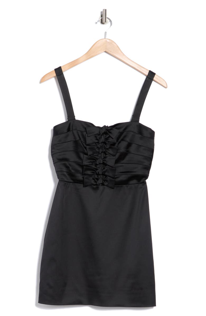 Veronica Beard Kennedy Bow Front Satin Minidress, Alternate, color, Black