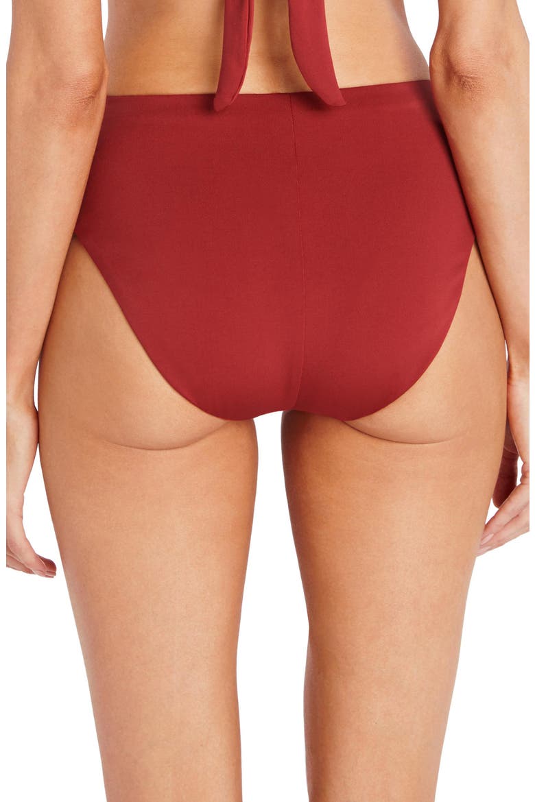 Ava High Waist Bikini Bottoms, Alternate, color, BRICK
