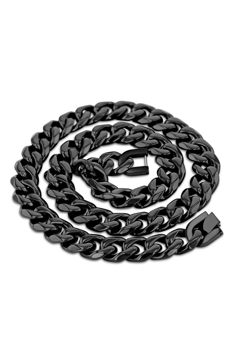 Larson Jewelers Stainless Steel Chain, Main, color, Black
