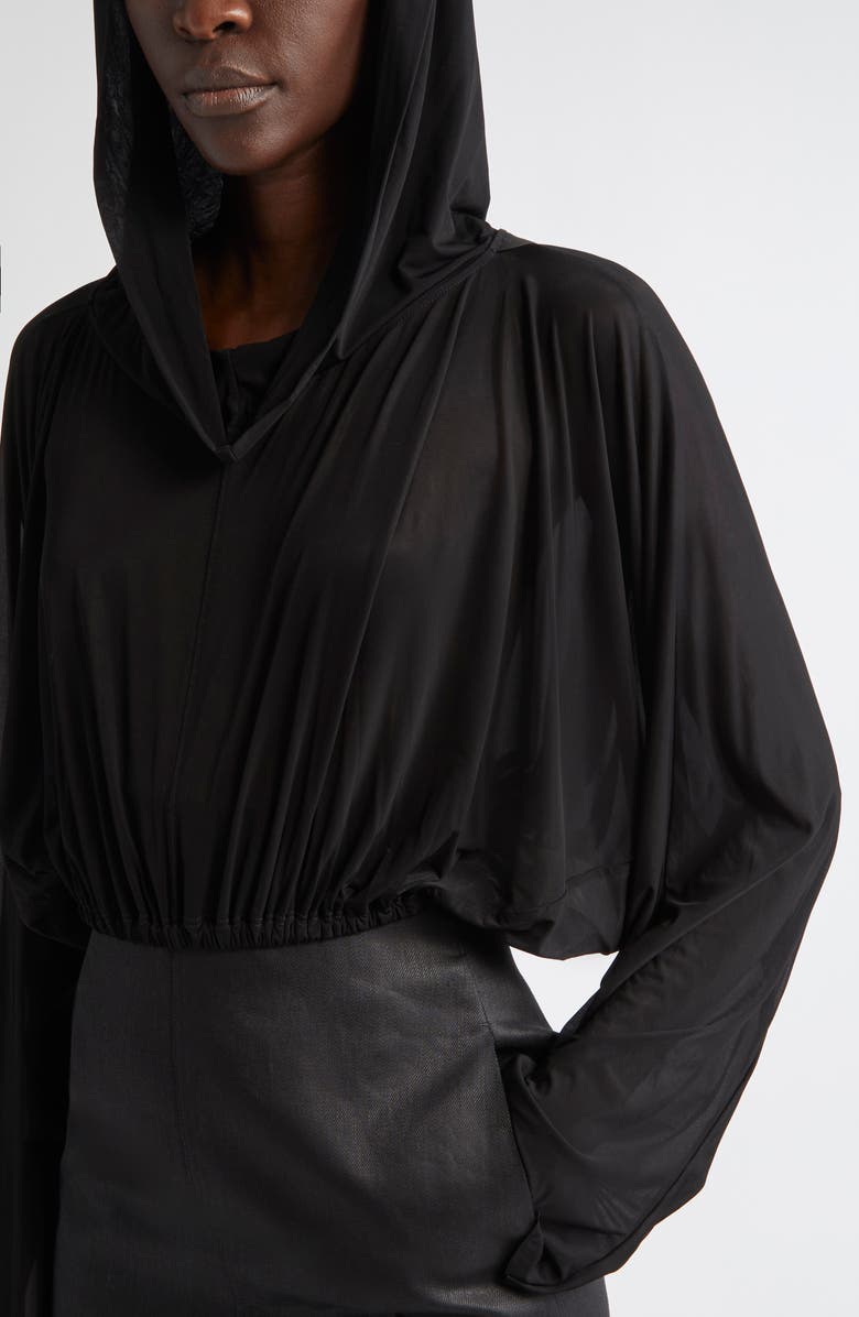 Rick Owens Crop Hoodie, Alternate, color, Black