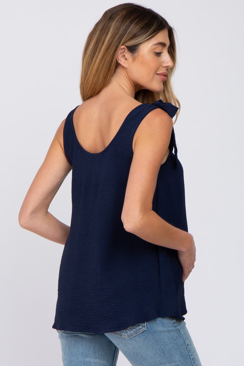 Blue Shoulder Bow Tank Top, Alternate, color, Navy Blue