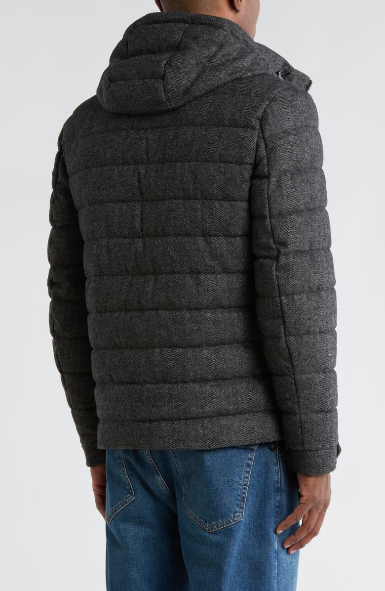 Slate & Stone Lightweight Quilted Hooded Puffer Jacket, Alternate, color, Grey Herringbone