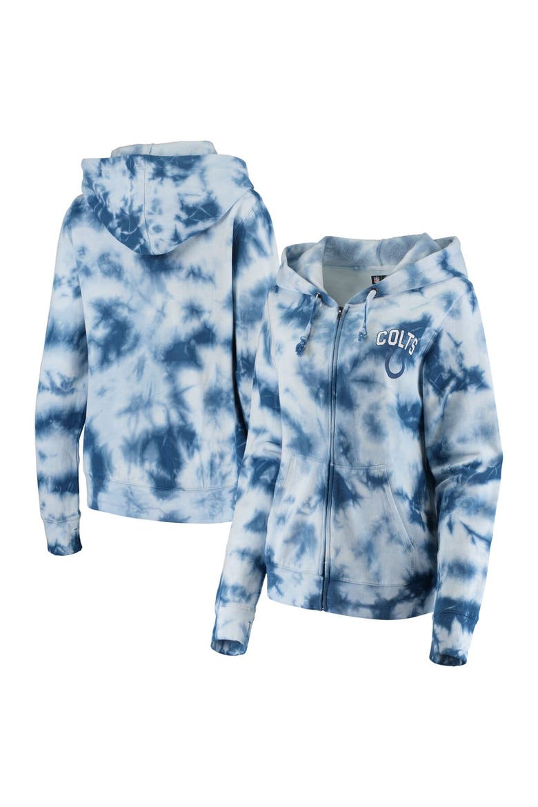 Women's New Era Royal Indianapolis Colts Tie Dye Fleece Full-Zip Hoodie, Main, color, Royal