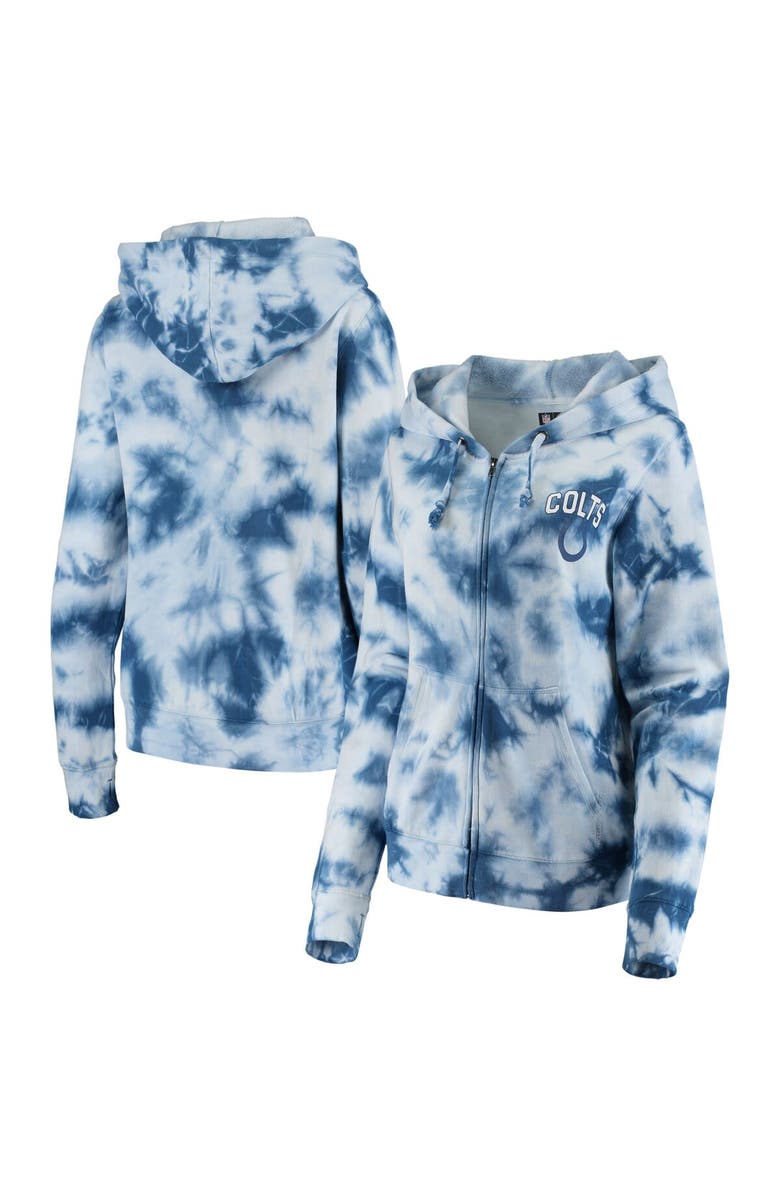 New Era Women's New Era Royal Indianapolis Colts Tie Dye Fleece Full-Zip Hoodie, Main, color, 