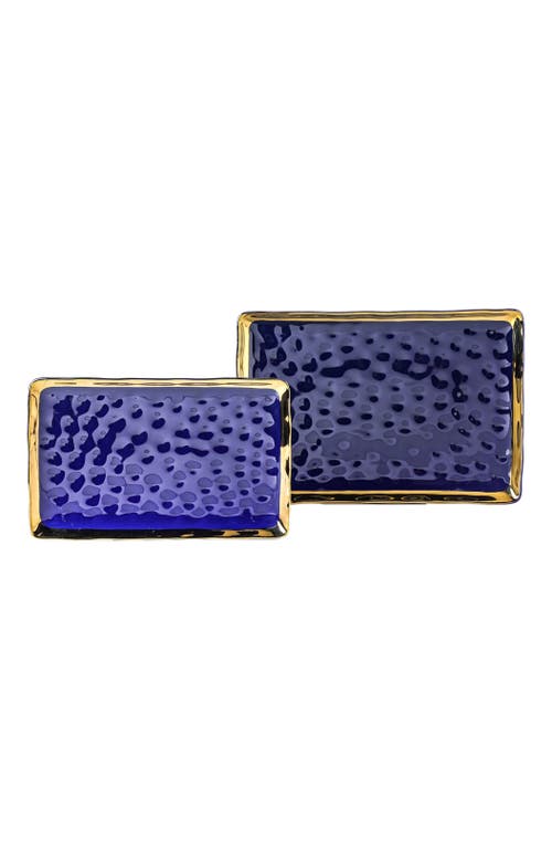Stone Lain Florian Porcelain 2-piece Serving Rectangular Plate Set In Blue