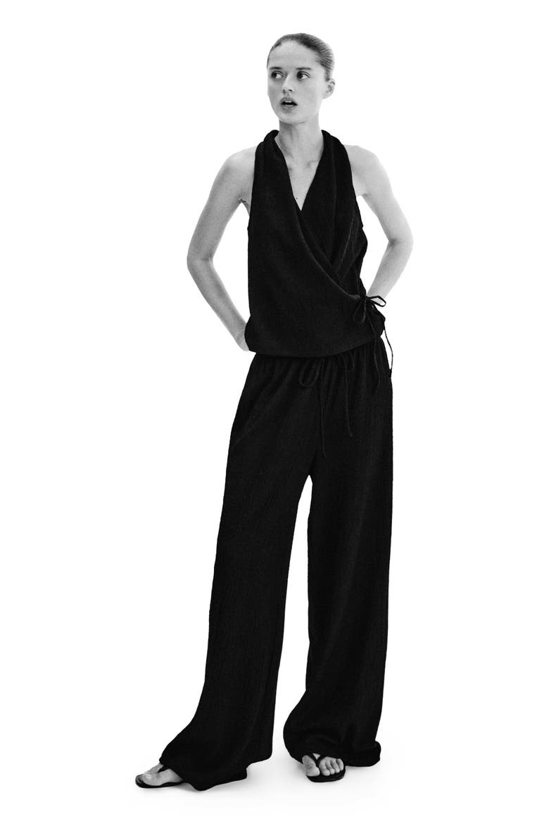 Textured Drawstring Pants, Alternate, color, Black