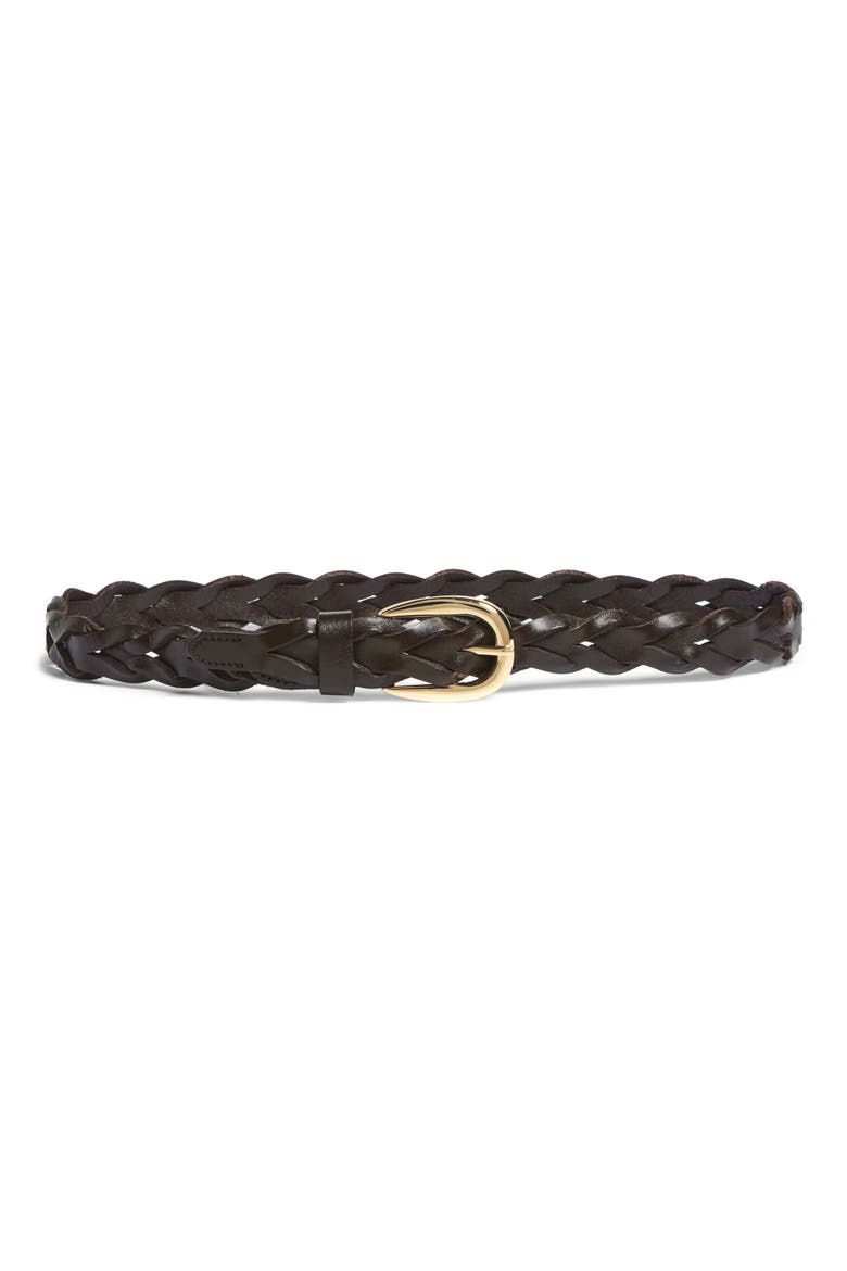 Braided Leather Belt, Main, color, DARK CAROB