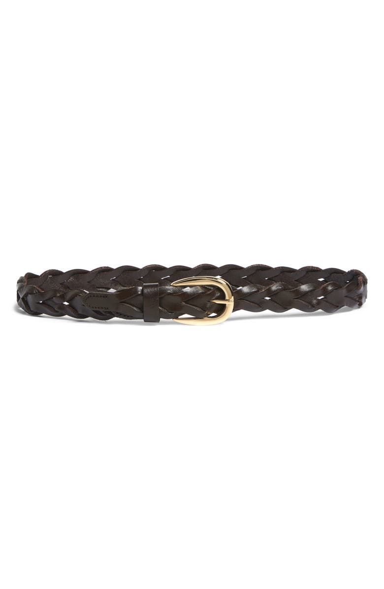 Madewell Braided Leather Belt, Main, color, Dark Carob