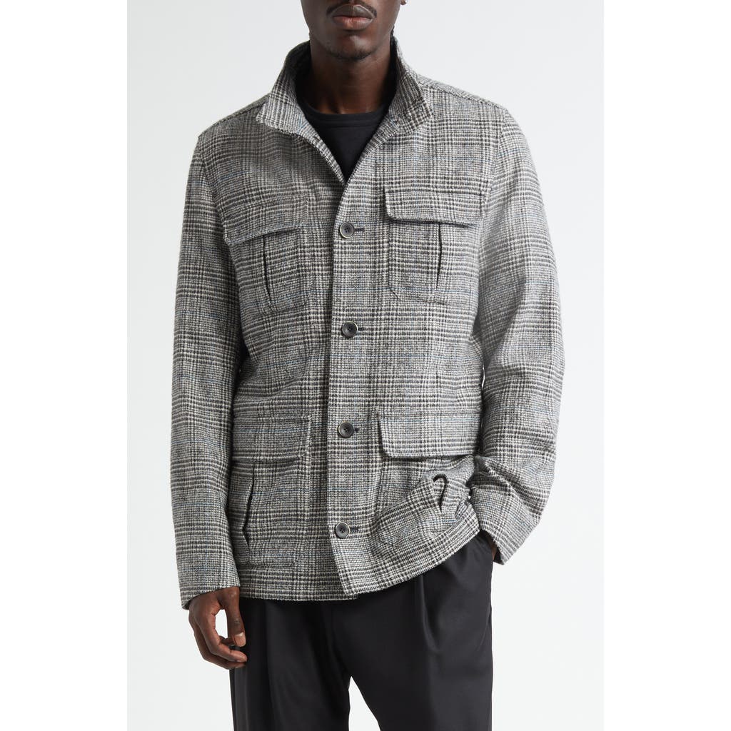 Herno Prince Of Wales Wool-blend Field Jacket In Gray