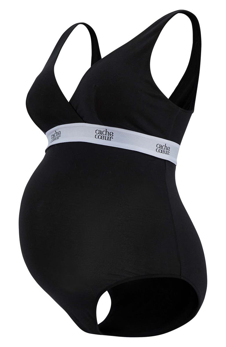 Cache Coeur Life Maternity/Nursing Bodysuit, Alternate, color, Black