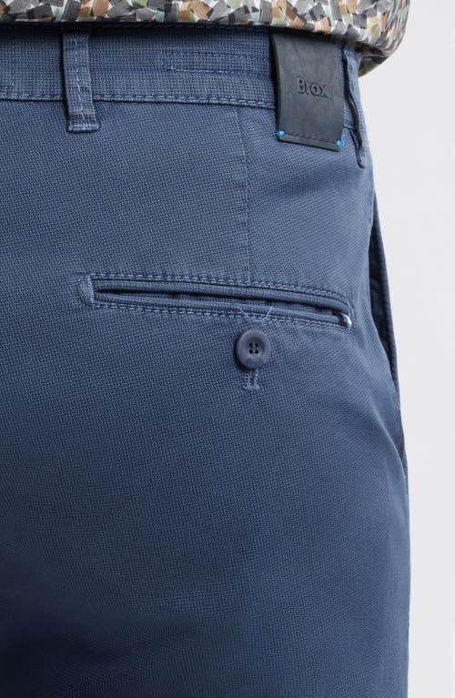 Brax Fabio Micropattern Flat Front Cotton Blend Pants In Navy