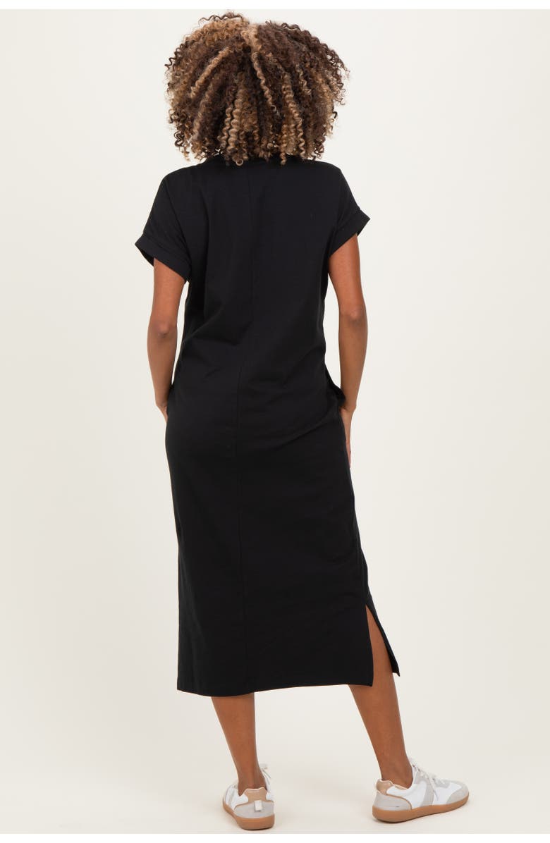PinkBlush Pocket Front Midi T-Shirt Dress, Alternate, color, Black