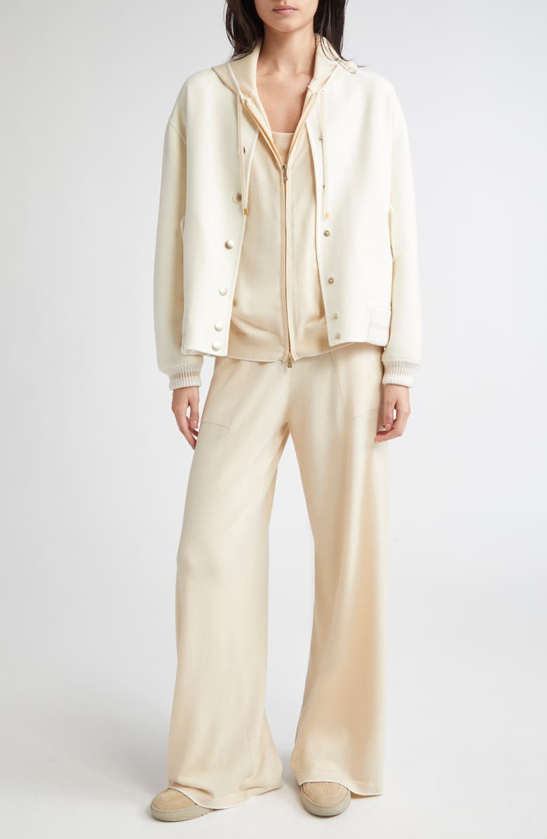 Eleventy Merino Wool Wide Leg Pants, Alternate, color, 02A-01 Beige And White