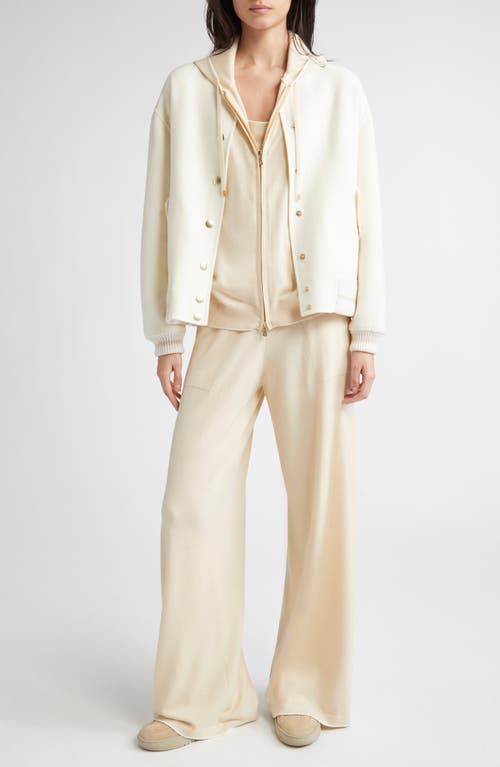 Eleventy Merino Wool Wide Leg Pants In White