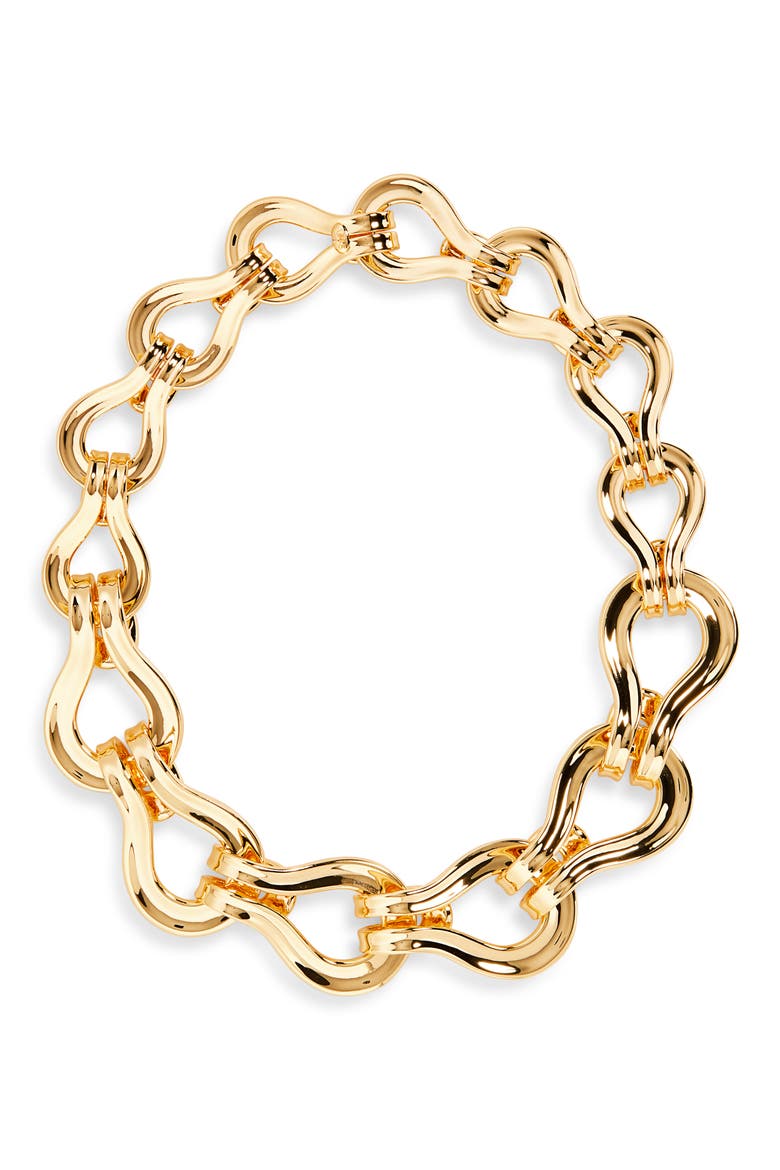 Entwined Buckle Collar Necklace, Main, color, GOLD