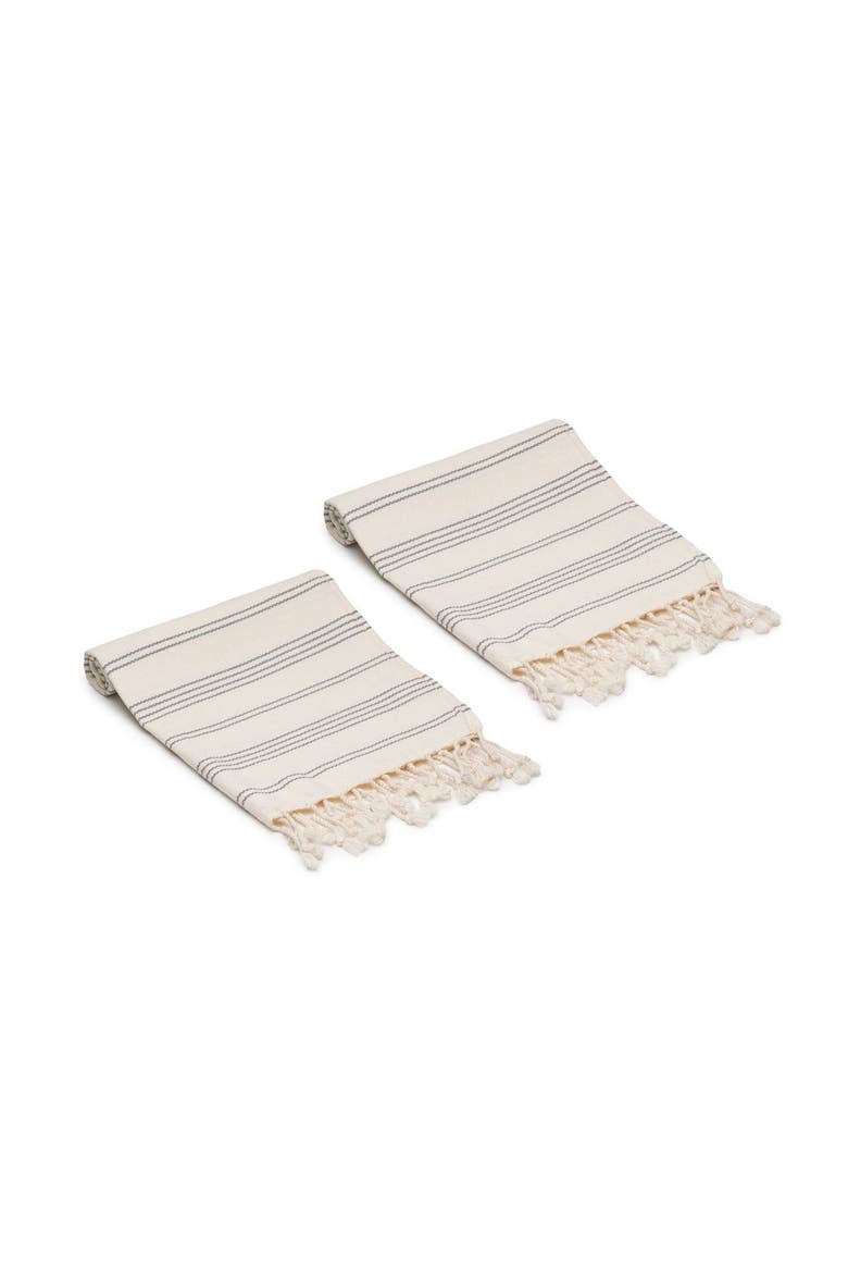 Heritage Stripe Turkish Cotton Hand Towels - Set of 2, Main, color, Gray